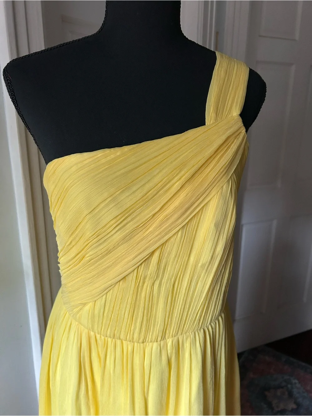 J. Crew One-Shoulder Yellow  Midi Dress